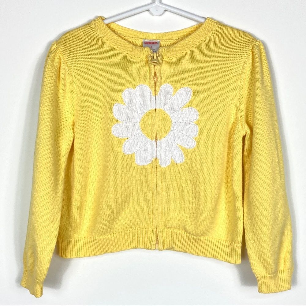 Gymboree Yellow Daisy Knit Zip Up Sweater Size 4